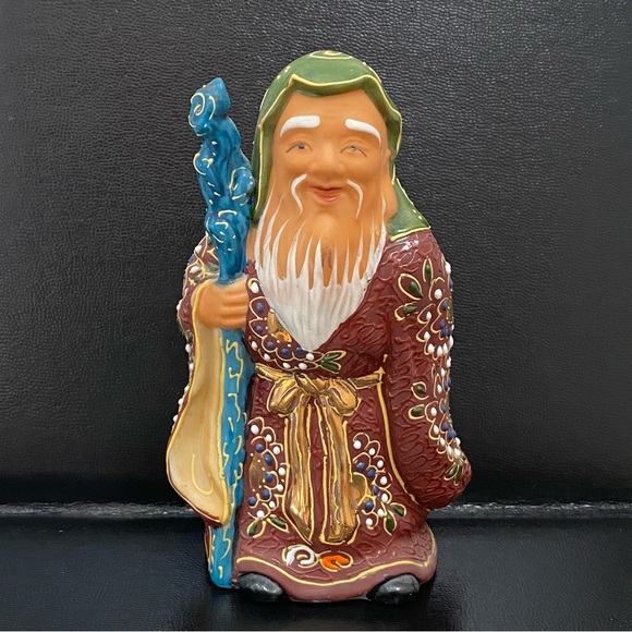 Vintage Signed Kutani Jurojin God Of Elderly & Longevity 6” Porcelain Figurine - Picture 1 of 15